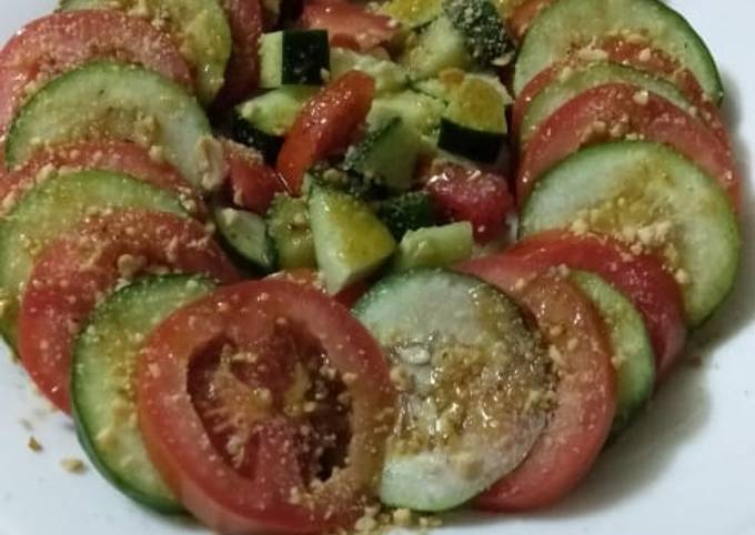 A picture of Cucumber and tomato salad.