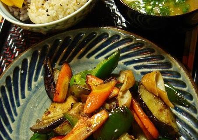 A picture of Macrobiotic Wheat Gluten and Vegetable Stir-fry.