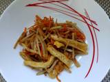 A picture of Japanese sautéed and braised burdock root(Kimpira Gobo) (V).