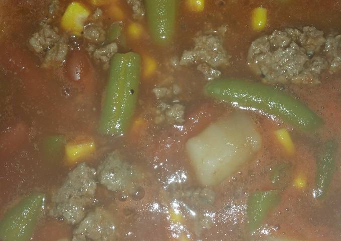 A picture of Vegetable Hamburger Soup.