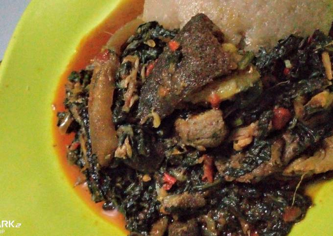 A picture of Efo riro (vegetable soup).