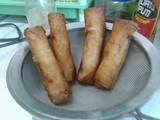 A picture of Savory pork and vegetable egg roll.