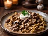 A picture of Slow cooker Beef Stroganoff.