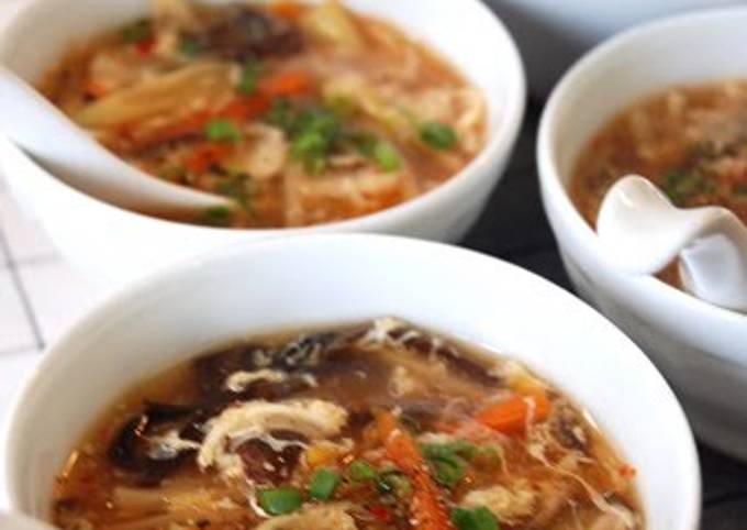 A picture of Taiwanese Hot and Sour Soup with Leftover Vegetables.