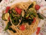 A picture of Mandy's olive oil and vegetable pasta.