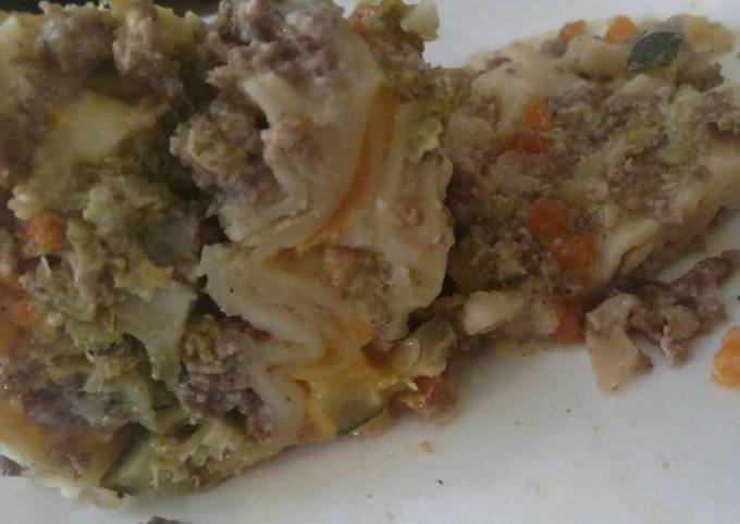 A picture of Creamed Beef & Vegetable Crock-Pot Lasagna.