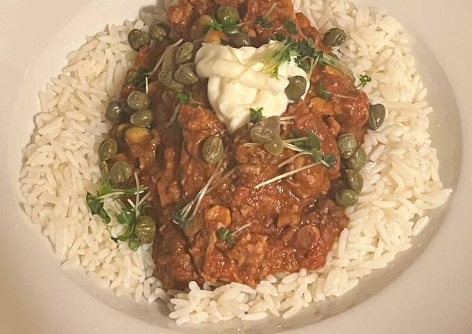 A picture of Chilli Guinness Beef With Capers.