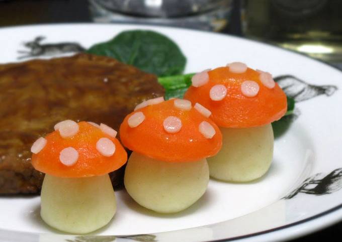 A picture of Alice in Wonderland-Style Toadstools with Side Vegetables.