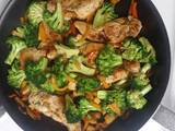 A picture of Chicken and vegetables mix.