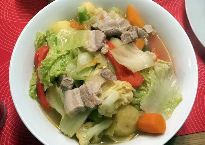 A picture of pork Vegetable soup.