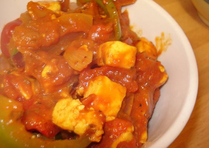 A picture of Tomato and Paneer Sabji (Indian Stir Fried Vegetables and Cheese).