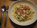 A picture of Cold Pasta with Cheese and Summer Vegetables.