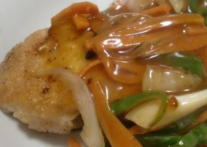 A picture of Flounder in Sweet & Sour Vegetable Sauce.