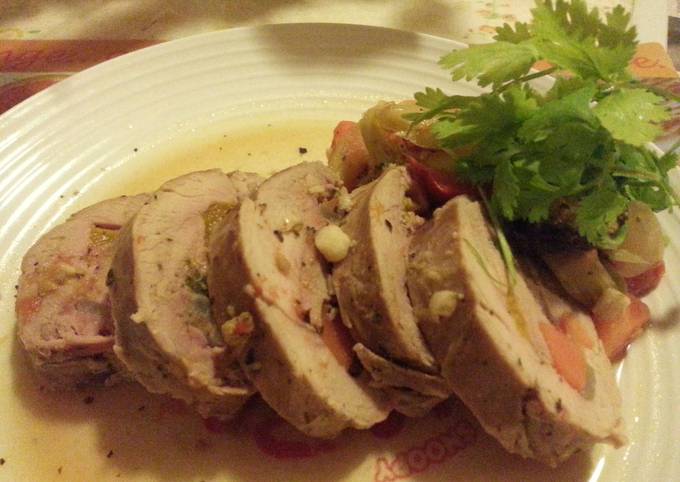 A picture of Pork Roll with Vegetables. Tender & Juicy..