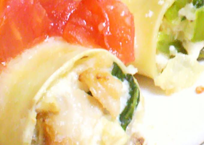 A picture of Ricotta Cheese and Vegetables Stuffed Cannelloni.