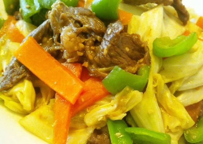 A picture of Beef and Miso Vegetable Stir Fry.