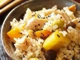 A picture of Rice with Colorful Autumn Vegetables (Gomoku Takikomi Gohan).