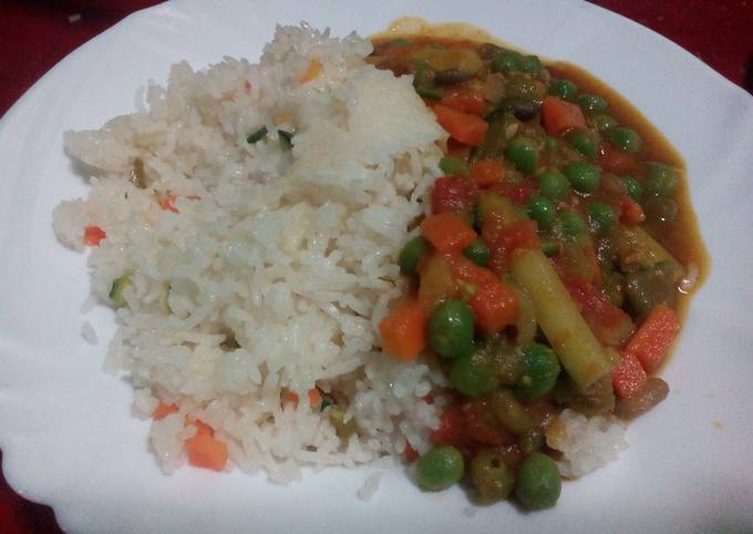 A picture of White Rice with vegetables#vegetable contest.