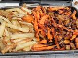 A picture of Air fryer carrots, chips and Bombay potatoes.