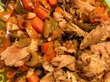 A picture of Easy slow cooker pork and vegetables.