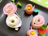 A picture of Kamaboko Flowers Using a Vegetable Peeler.