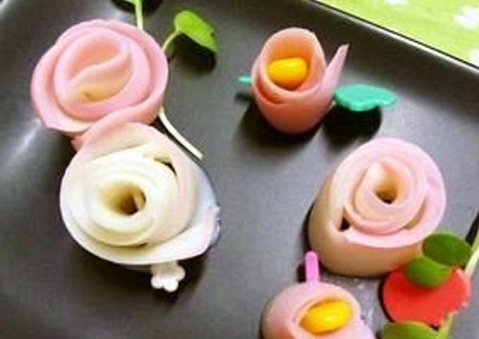 A picture of Kamaboko Flowers Using a Vegetable Peeler.