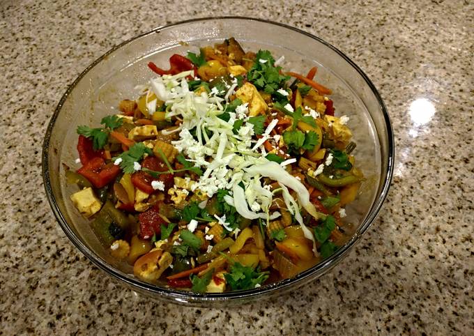 A picture of Achari Vegetable Jalfrezi with Tofu.