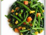 A picture of Spinach and Mixed Vegetables Stir-fried in Butter.