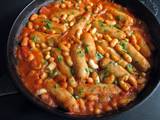 A picture of Chipolatas & Cannellini Beans in Mexican Tomato Sauce.