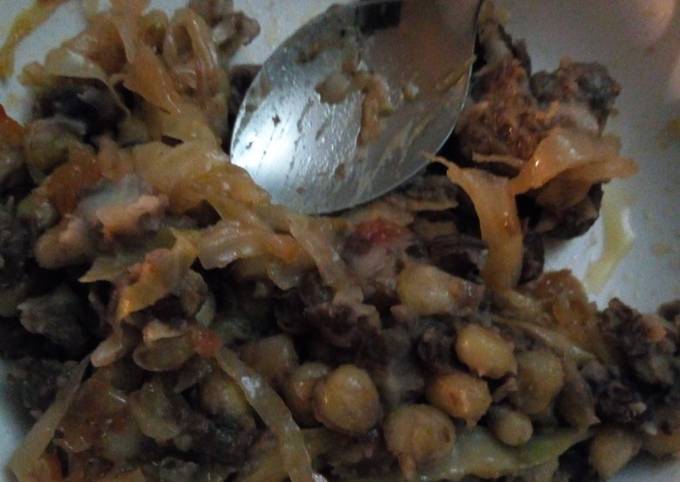 A picture of Githeri and cabbage# 4 weeks challenge.