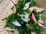 A picture of Raw curly kale and apple salad.