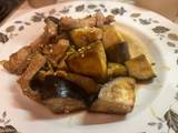 A picture of Easy Japanese style pork and aubergine stir.