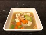 A picture of Vegetables Soup (Indonesian vegetarian soup =Sup Tahu).