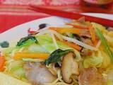 A picture of Yakisoba Noodles with Lots Of Vegetables and Fish Sauce.