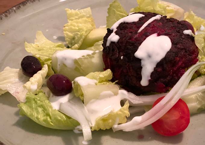 A picture of Calçot and Beetroot Bhajis.