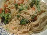 A picture of Vegetable noodle alfredo.