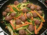 A picture of Piazza's meatballs and vegetables.