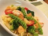 A picture of Penne with Spring Vegetables.