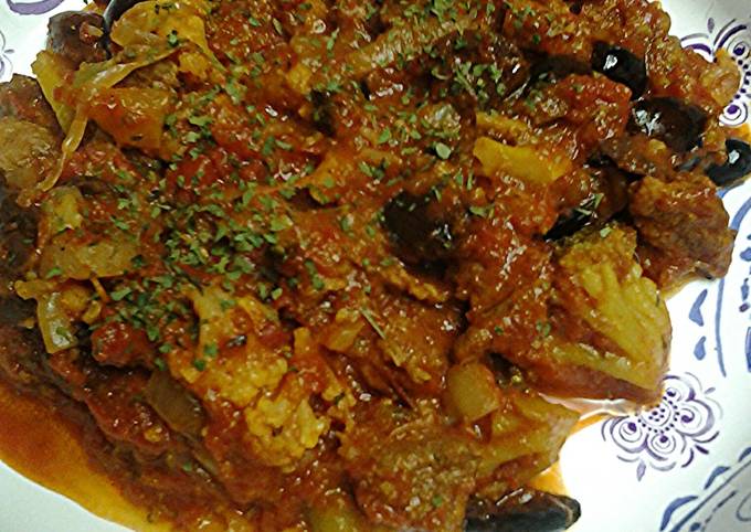 A picture of Moroccan Lamb Tagine with vegetables.