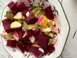 A picture of Multivina salad with beetroot and apples.