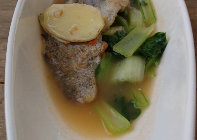 A picture of Fish And Vegetable  Soup.