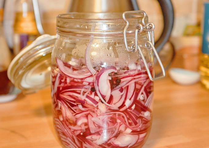 A picture of Pickled Red Onions.