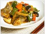 A picture of White Fish & Vegetables with Black Vinegar and Chinese 5-Spice.