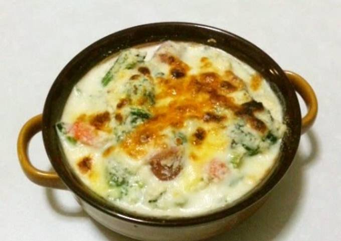 A picture of Vegetables au Gratin with Okara Béchamel Sauce.