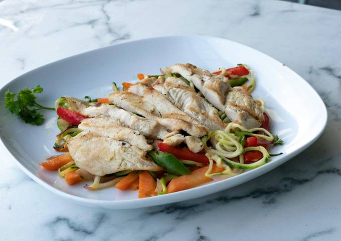 A picture of Herb-Roasted Chicken Breast with Vegetables.