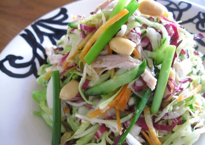 A picture of Vietnamese-Style Chicken Salad with Heaps of Vegetables.