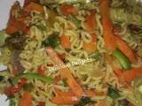 A picture of Chicken vegetable noodles.