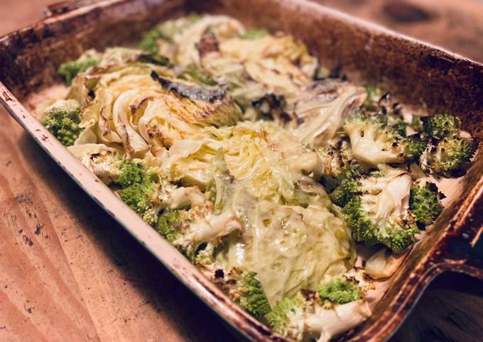 A picture of Baked Romanesco and Savoy cabbage.