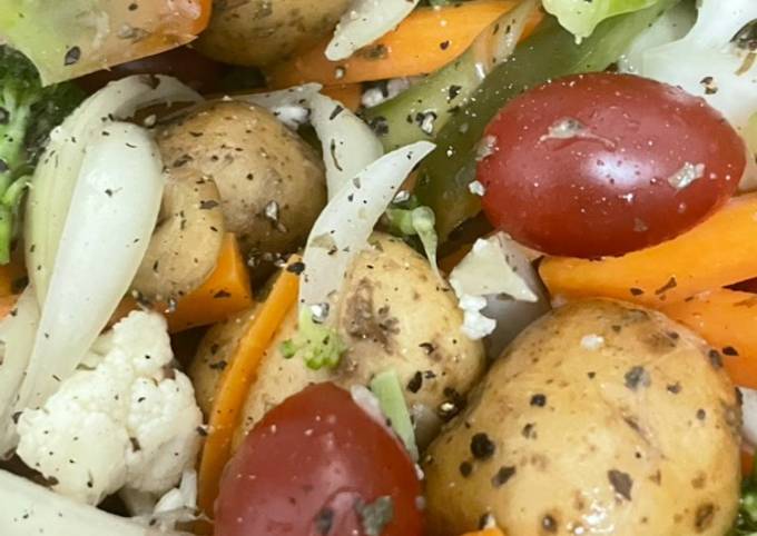 A picture of Grill Vegetables 🥗 in aluminium foil.