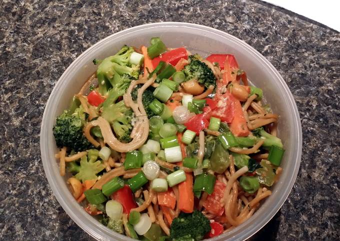 A picture of Nutty noodles with vegetables (vegan).